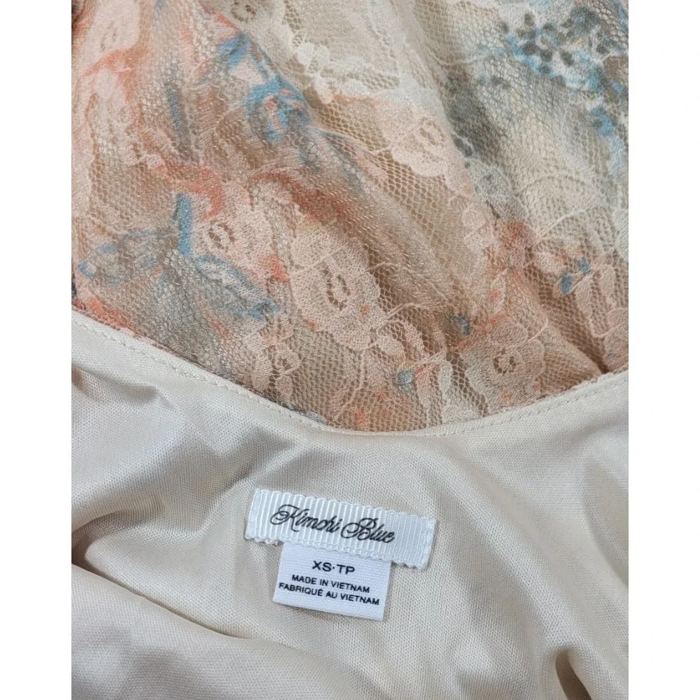 Kimchi Blue Asymetrical Handkerchief Hem Lace Boho Slip Dress - Peach - XS - Picture 3 of 5